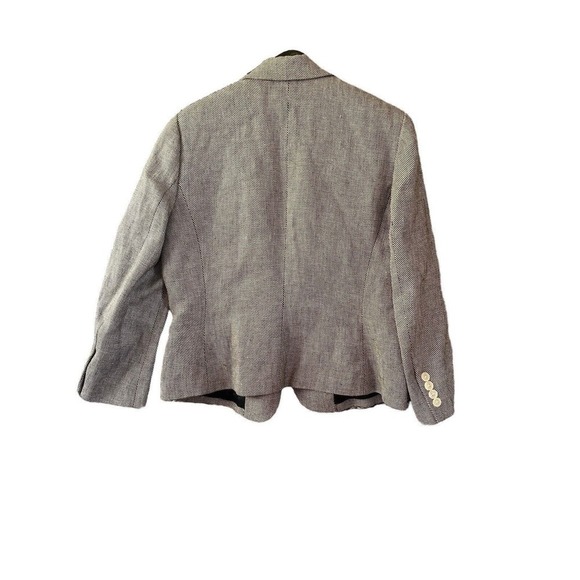 LRL Lauren Ralph Lauren Gray Linen Blazer Jacket 4 Button Lined Size 10P Petite - Picture 2 of 14